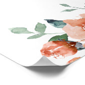 焦げオレンジティール(緑がかった色)ブルーブライダルシャワーウェルカムサイン ポスター (角)