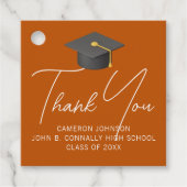 焦げオレンジパーソナライズされたの卒業党 フェイバータグ (正面)