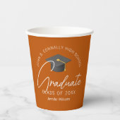 焦げオレンジパーソナライズされたの卒業党 紙コップ (正面)