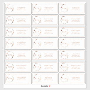 焦げオレンジフローラクレストモノグラムゲストアドレス シール