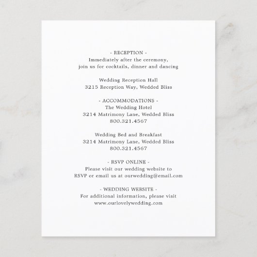 焦げオレンジフローラ秋予算結婚式招待状 チラシ (裏面)