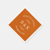 焦げオレンジフローラ結婚植物学名 スタンダードカクテルナプキン (角)