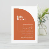 焦げオレンジミニマル半アーチベビーブランチ 招待状 (スタンド正面)