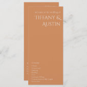 焦げオレンジモダン結婚式 プログラム (正面/裏面)