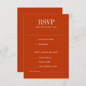 焦げオレンジモダン色カラフルの食事の結婚選択 出欠カード (正面/裏面)