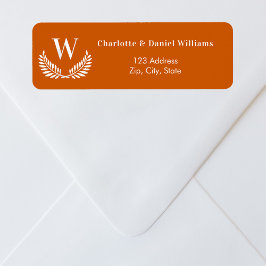 焦げオレンジリースモノグラム差出人住所 ラベル