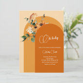 焦げオレンジ秋アーチ赤ちゃんシャワーああベビー 招待状 (スタンド正面)