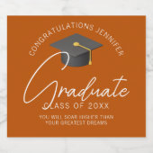 焦げオレンジ科カスタム卒業パーティー スパークリングワインラベル (シングルラベル)