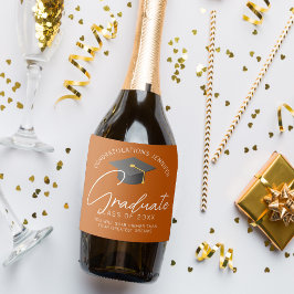 焦げオレンジ科カスタム卒業パーティー スパークリングワインラベル