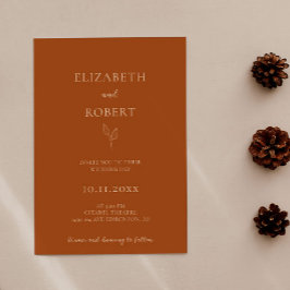 焦げオレンジ結婚のテラコッタシンプルエレガント 招待状