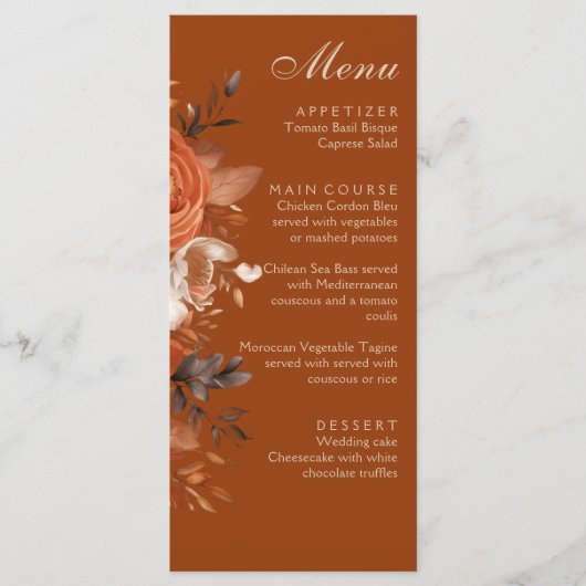 焦げオレンジ結婚ズ メニュー (正面)