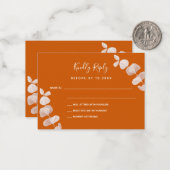 焦げオレンジ結婚色ユーカリ反応RSVP ノートカード (正面/裏面インサイチュ)