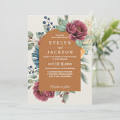 焦げオレンジ色のテラコッタモダンボ素朴ホ 招待状 (スタンド正面)