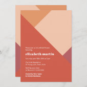 焦げオレンジ色ブロックブライダルシャワーパーティー 招待状 (正面/裏面)