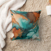 焦げオレンジ、ターコイズ、さび及び黒い水色 クッション (ブランケット)