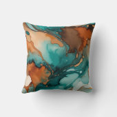 焦げオレンジ、ターコイズ、さび及び黒い水色 クッション (裏面)