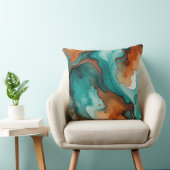 焦げオレンジ、ターコイズ、さび水色 クッション (椅子)