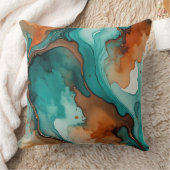 焦げオレンジ、ターコイズ、さび水色 クッション (ブランケット)