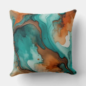 焦げオレンジ、ターコイズ、さび水色 クッション (裏面)