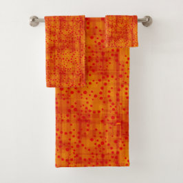 焦げオレンジ&レッドウォーターカラー秋抽象芸術 バスタオルセット