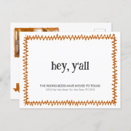 焦げオレンジHey Y'all -テキサス州に移動 ポストカード