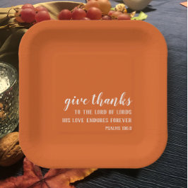 焦げモダンオレンジ感謝していの感謝祭 ペーパープレート