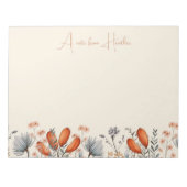 焦げ素朴たオレンジ色とほこりっぽい灰色の野花 ノートパッド (正面)