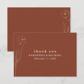 焦げ茶色の植物性フローラサンキューシンプル 招待状 (正面/裏面)