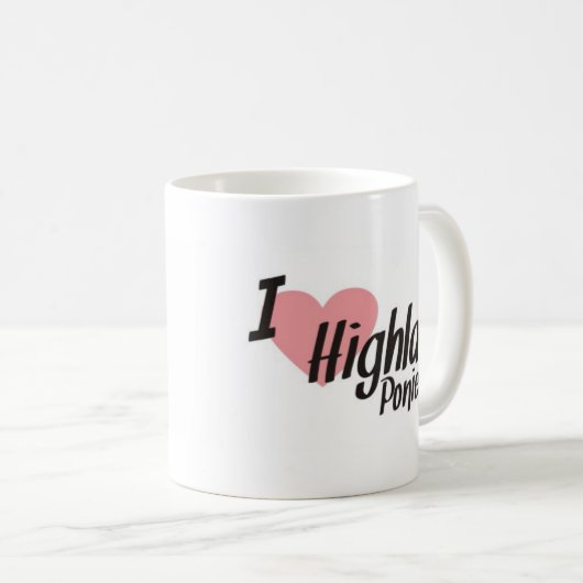 焦げ茶色の高地の子馬の漫画のマグ コーヒーマグカップ (正面右)