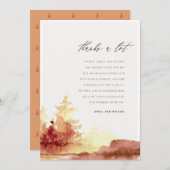 焦げ錆オレンジイエロー秋ツリー水色 サンキューカード (正面/裏面)