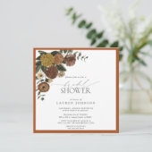 焦エレガント火オレンジフローラブライダルシャワー 招待状 (スタンド正面)