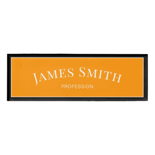 焦エレガント焦オレンジ及び黒トレンディープロフェッショナル 名札 (正面)