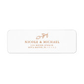 焦ミニマル焦オレンジ植物葉差出人住所 ラベル (正面)