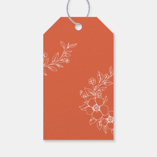 焦モダン火オレンジ結婚式の引き出物ラベル ギフトタグ (裏面)