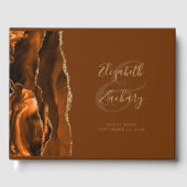 焦モダン焦したオレンジ色の金ゴールドアガテブラウン ゲストブック (正面)