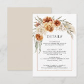 焦橙色と花を添えたボヘミアンスタイルのウェディング　詳細カード エンクロージャーカード (正面/裏面)