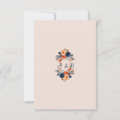 焦橙色と青のウェディングブックマーク サンキューカード (裏面)