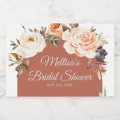 焦橙色のパンプキンフラワーミニ スパークリングワインラベル (シングルラベル)