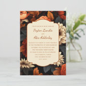 焦橙色の錆 クリーム 秋の花 フラワーのウェディング 招待状 (スタンド正面)