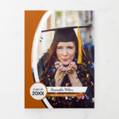 焦橙色カーブフレーム3枚セット 卒業写真 三つ折り招待状 (カバー)