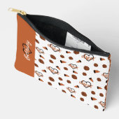 焦橙色チアハート、ポンポン、マイク アクセサリーポーチ (見開き)