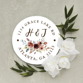 焦橙色テラコッタの結婚式　返送先住所 ラウンドシール