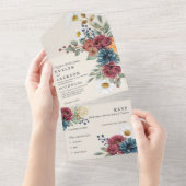 焦橙色テラコッタ モダン ラスティック ボーホー オールインワン招待状 (貼ってはがせる)