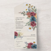 焦橙色テラコッタ モダン ラスティック ボーホー オールインワン招待状 (内側)