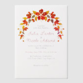 焦橙色トロピカルヒビスカス フローラル ウェディング ベラム紙招待状 (正面)