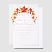 焦橙色トロピカルヒビスカス フローラル ウェディング ベラム紙招待状 (オフセット)
