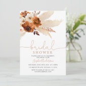 焦橙色ボヘミアンチックなパンパスグラスの結婚前お披露目パーティー 招待状 (スタンド正面)