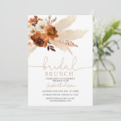 焦橙色ボヘミアンチックなパンパスグラス ブライダルブランチ 招待状 (スタンド正面)