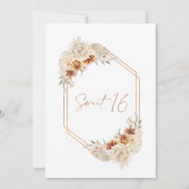 焦橙色ボホ フラワー スイート16 誕生日 招待状 (裏面)