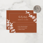 焦橙色ユーカリ結婚式返信ハガキ ノートカード (正面/裏面インサイチュ)